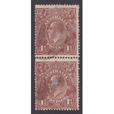 Australian    King George V   1½d Penny Half Pence Brown   Single Crown WMK  Vertical Pair 2nd State..